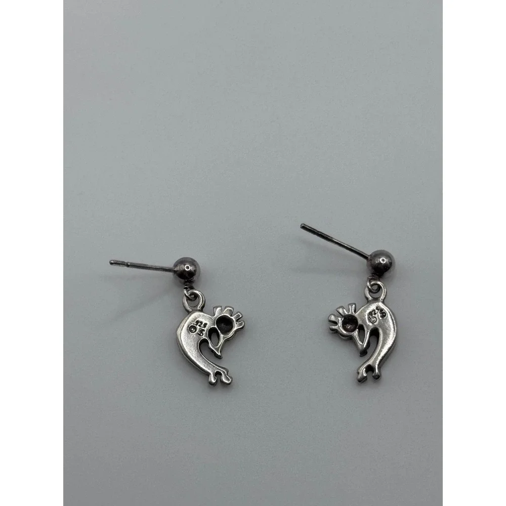 Small Shubes Dakota West Sterling Silver Kokopelli Earrings Southwestern